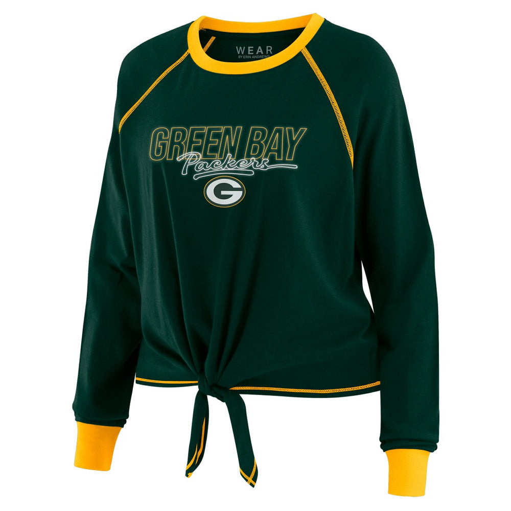 Green Bay Packers WEAR by Erin Andrews Women's Tie-Front Long Sleeve T-Shirt - Green - NFL