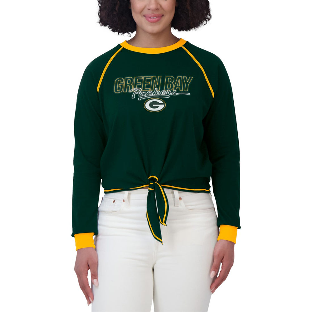 Green Bay Packers WEAR by Erin Andrews Women's Tie-Front Long Sleeve T-Shirt - Green - NFL