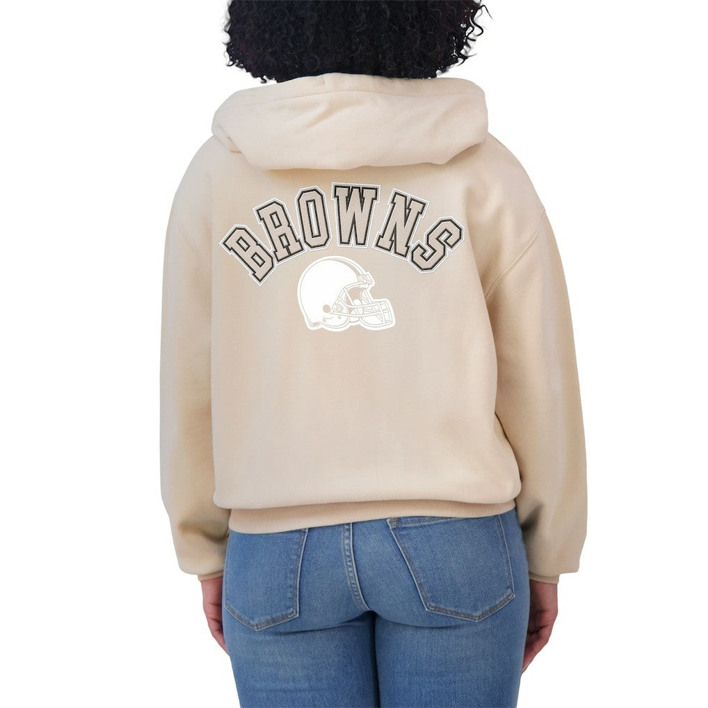 Cleveland Browns WEAR by Erin Andrews Women's Tonal Full-Zip Hoodie - Oatmeal - NFL