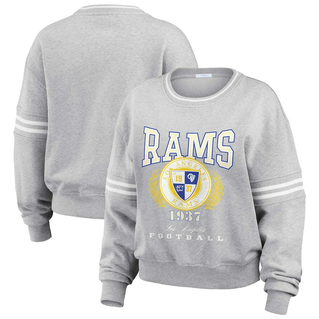Los Angeles Rams WEAR by Erin Andrews Women's Cropped Pullover Sweatshirt - Heather Gray - NFL