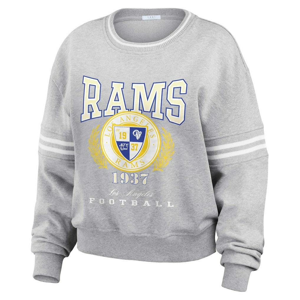 Los Angeles Rams WEAR by Erin Andrews Women's Cropped Pullover Sweatshirt - Heather Gray - NFL