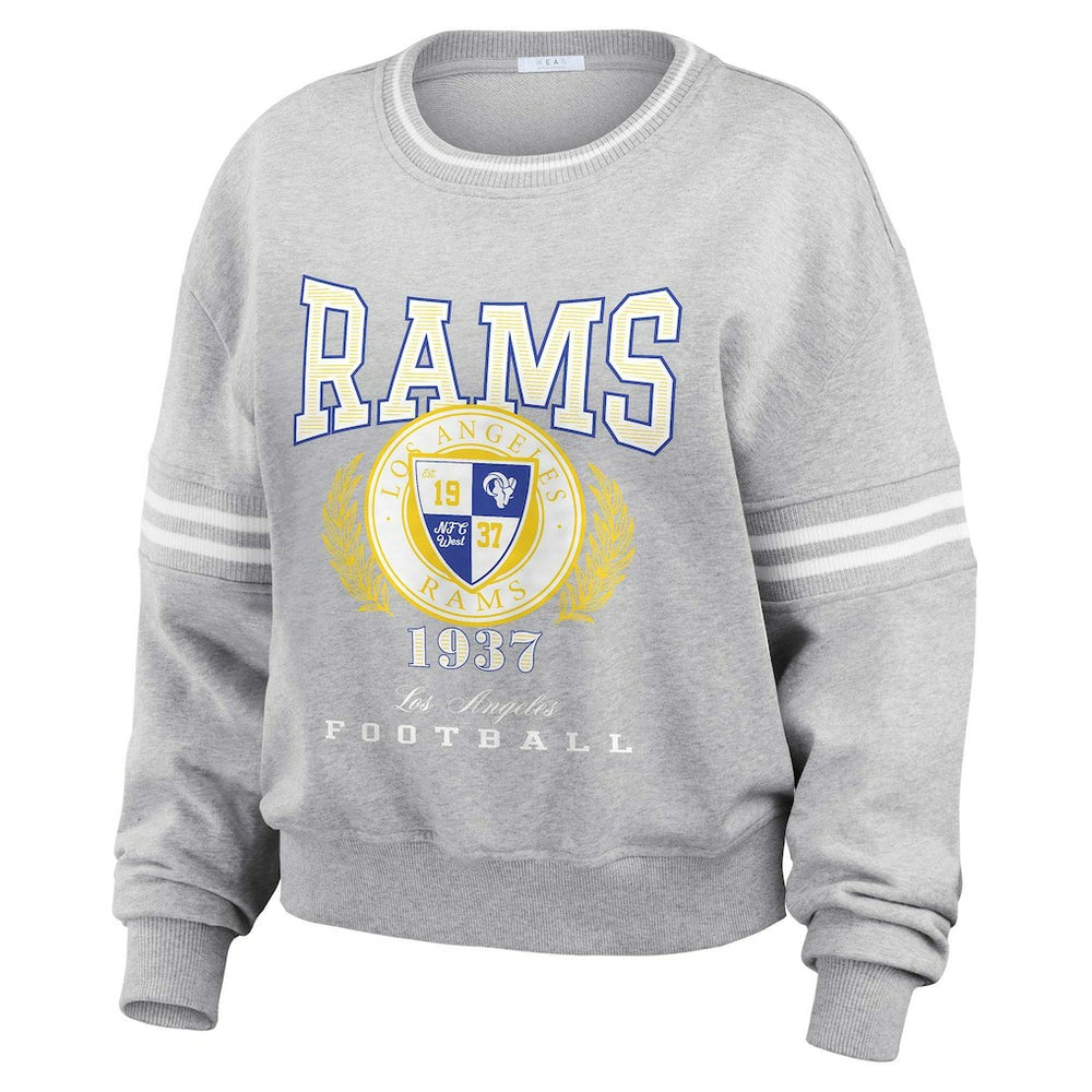 Los Angeles Rams WEAR by Erin Andrews Women's Cropped Pullover Sweatshirt - Heather Gray - NFL