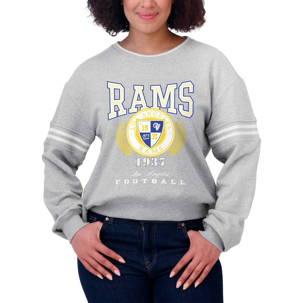 Los Angeles Rams WEAR by Erin Andrews Women's Cropped Pullover Sweatshirt - Heather Gray - NFL