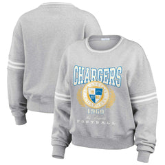 Los Angeles Chargers WEAR by Erin Andrews Women's Cropped Pullover Sweatshirt - Heather Gray - NFL