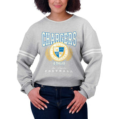 Los Angeles Chargers WEAR by Erin Andrews Women's Cropped Pullover Sweatshirt - Heather Gray - NFL