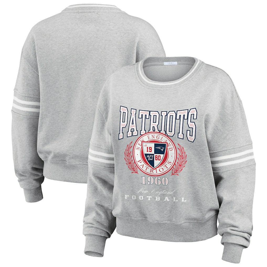 New England Patriots WEAR by Erin Andrews Women's Pullover Sweatshirt - Heather Gray - NFL