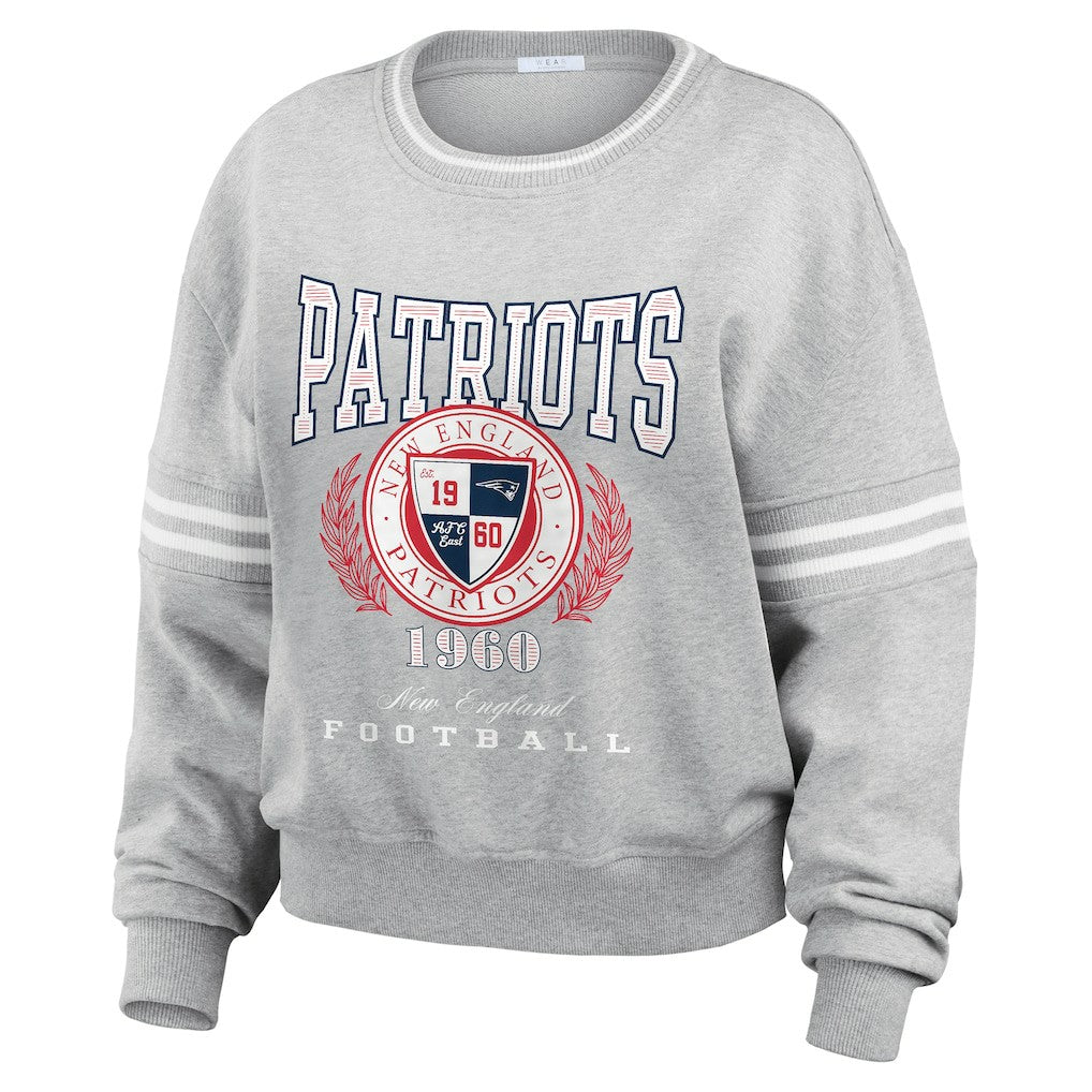 New England Patriots WEAR by Erin Andrews Women's Pullover Sweatshirt - Heather Gray - NFL