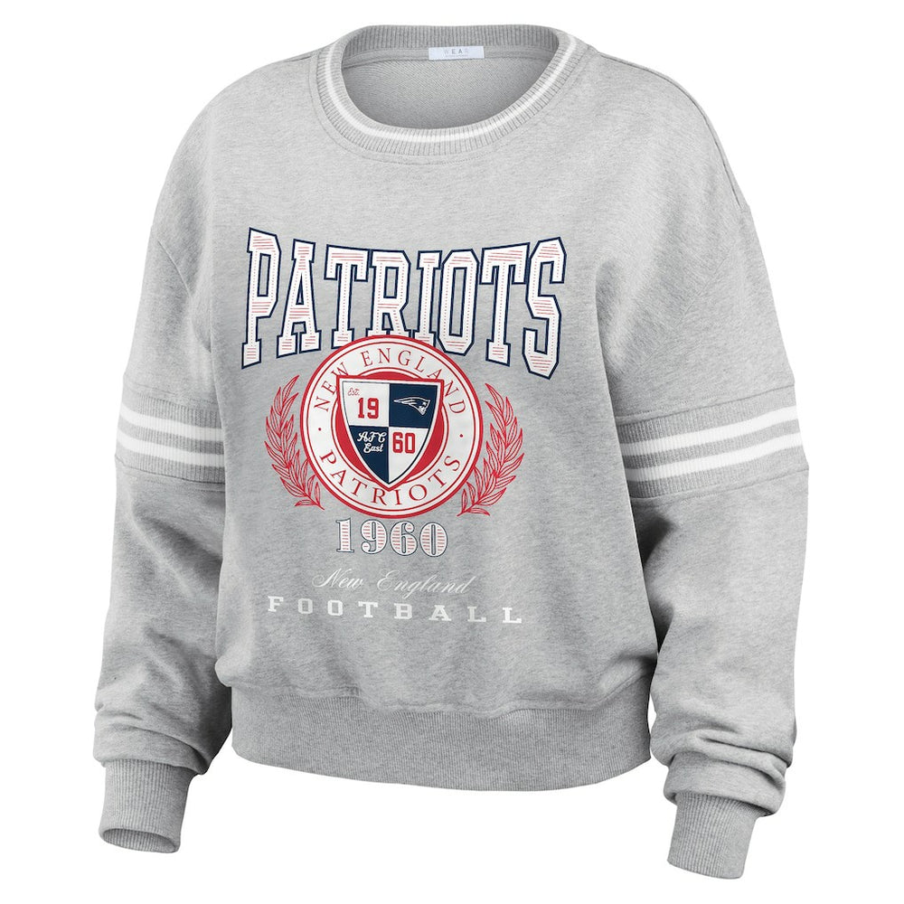 New England Patriots WEAR by Erin Andrews Women's Pullover Sweatshirt - Heather Gray - NFL