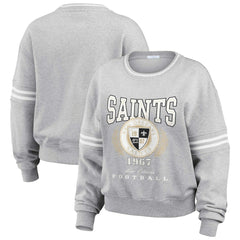New Orleans Saints WEAR by Erin Andrews Women's Cropped Pullover Sweatshirt - Heather Gray - NFL
