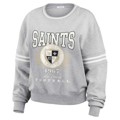 New Orleans Saints WEAR by Erin Andrews Women's Cropped Pullover Sweatshirt - Heather Gray - NFL