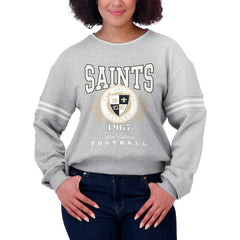 New Orleans Saints WEAR by Erin Andrews Women's Cropped Pullover Sweatshirt - Heather Gray - NFL