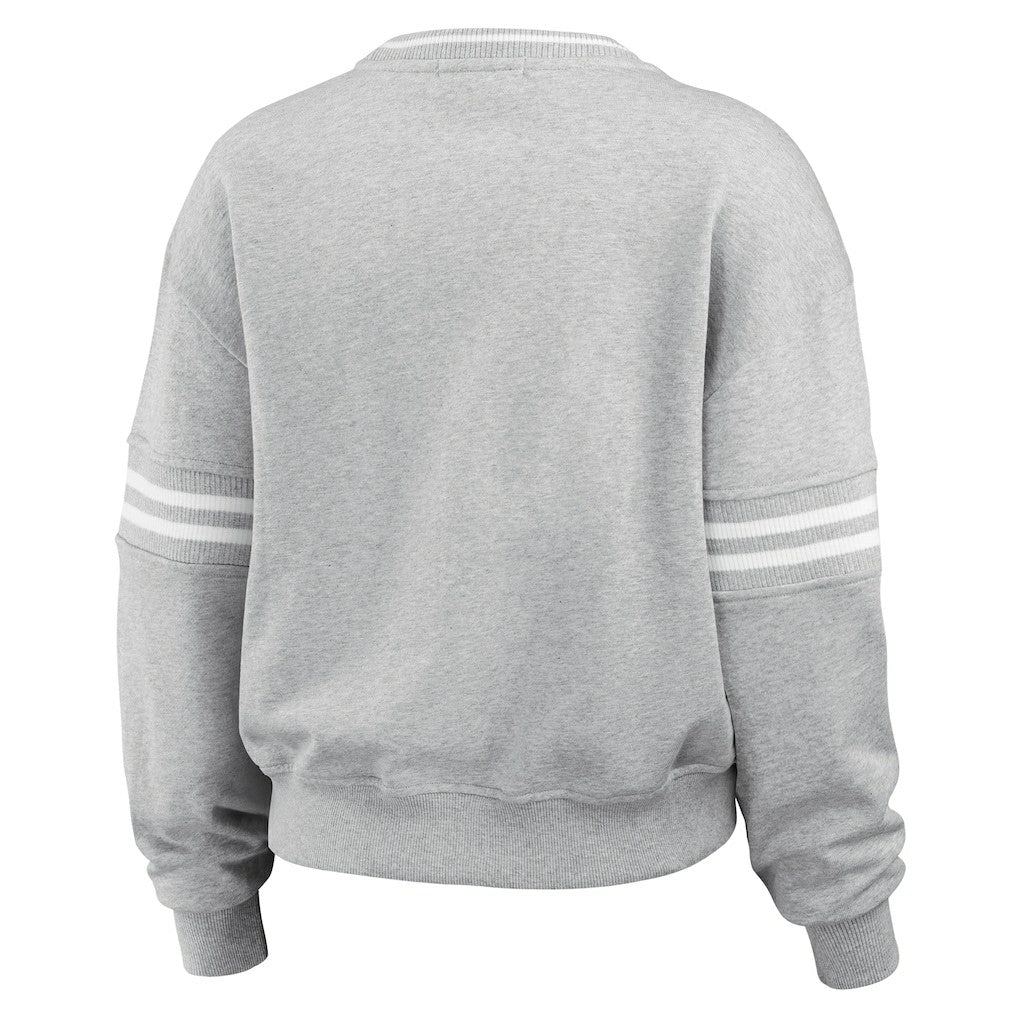 New York Jets WEAR by Erin Andrews Women's Crest Cropped Pullover Sweatshirt - Heather Gray - NFL