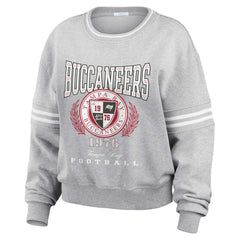 Tampa Bay Buccaneers WEAR by Erin Andrews Women's Cropped Pullover Sweatshirt - Heather Gray - NFL