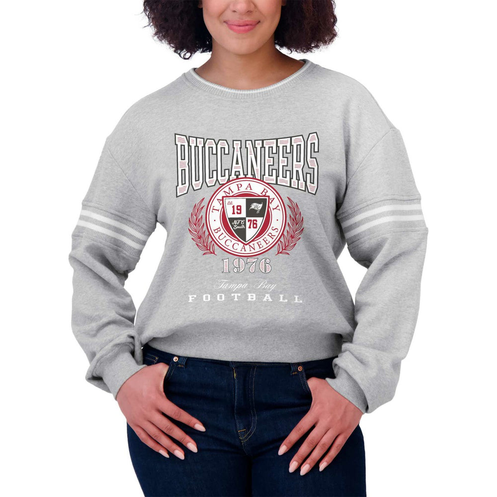 Tampa Bay Buccaneers WEAR by Erin Andrews Women's Cropped Pullover Sweatshirt - Heather Gray - NFL