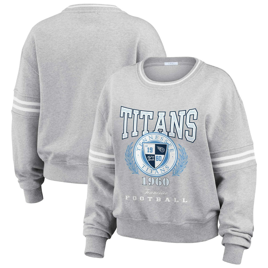 Tennessee Titans WEAR by Erin Andrews Women's Cropped Pullover Sweatshirt - Heather Gray - NFL