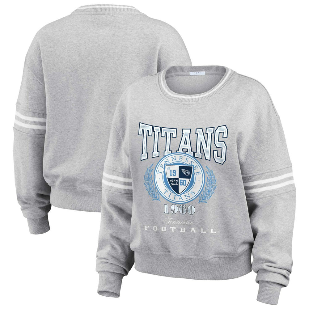 Tennessee Titans WEAR by Erin Andrews Women's Cropped Pullover Sweatshirt - Heather Gray - NFL