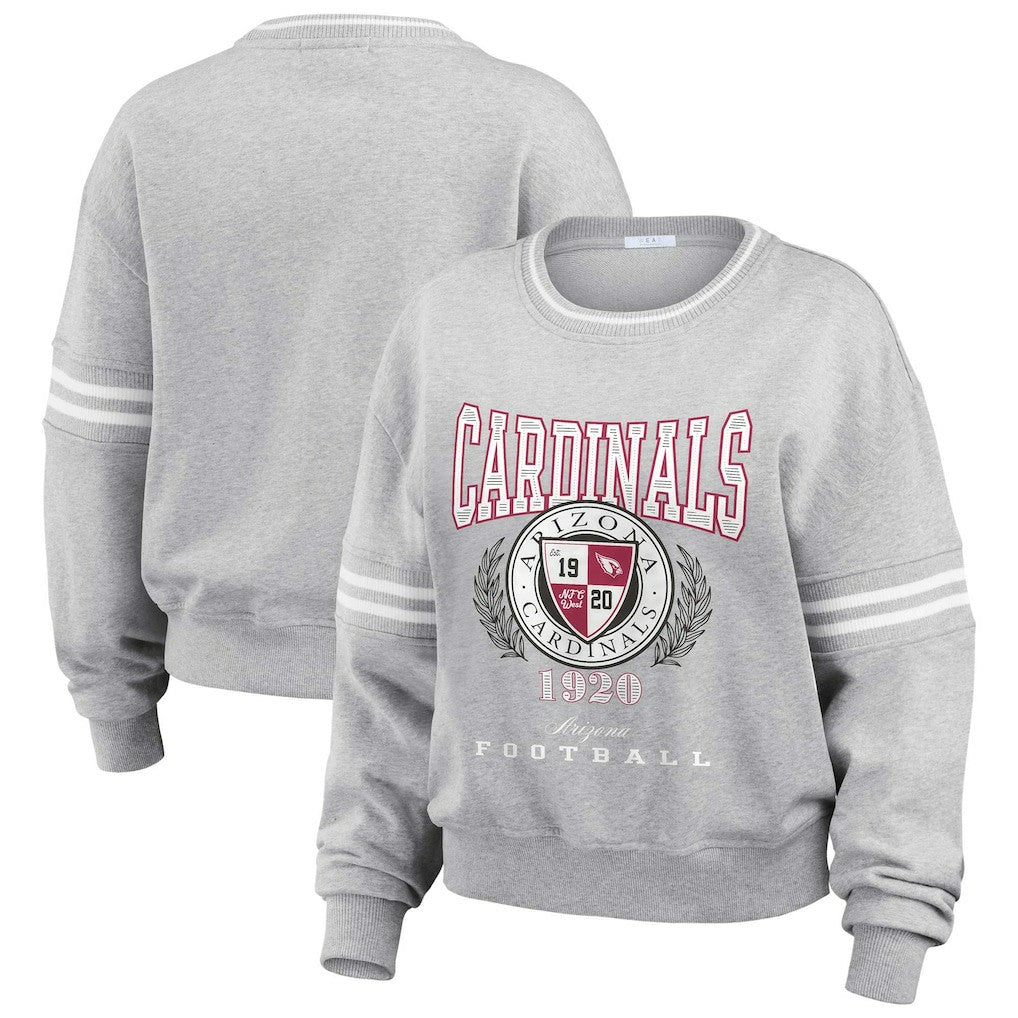 Arizona Cardinals WEAR by Erin Andrews Women's Cropped Pullover Sweatshirt - Heather Gray - NFL