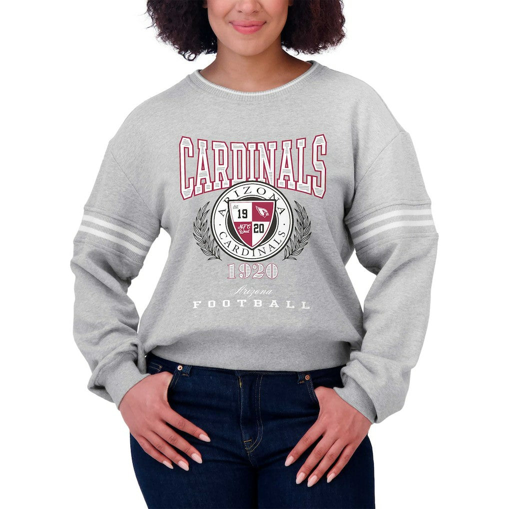 Arizona Cardinals WEAR by Erin Andrews Women's Cropped Pullover Sweatshirt - Heather Gray - NFL