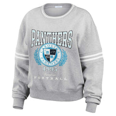 Carolina Panthers WEAR by Erin Andrews Women's Cropped Pullover Sweatshirt - Heather Gray - NFL