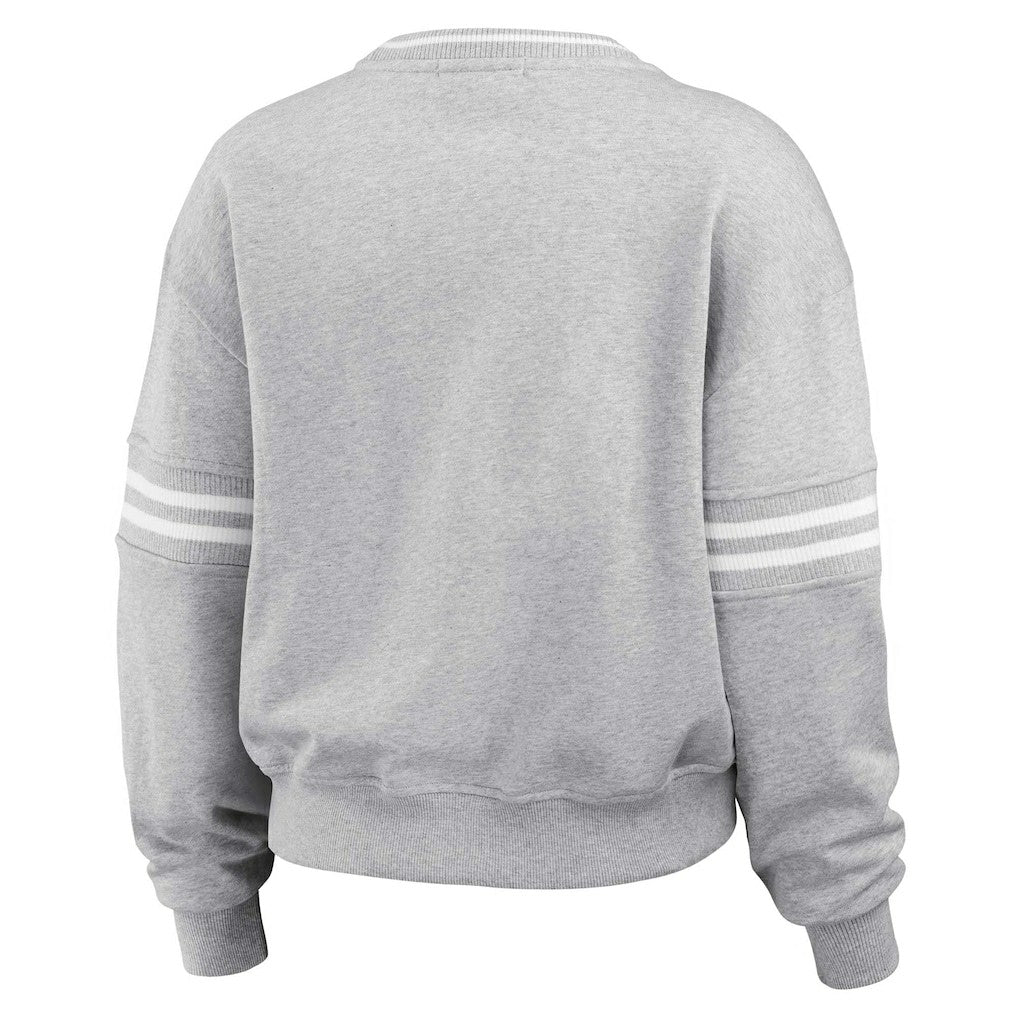 Carolina Panthers WEAR by Erin Andrews Women's Cropped Pullover Sweatshirt - Heather Gray - NFL