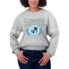 Carolina Panthers WEAR by Erin Andrews Women's Cropped Pullover Sweatshirt - Heather Gray - NFL