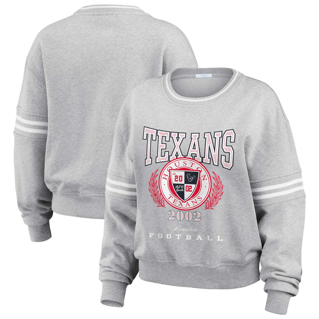 Houston Texans WEAR by Erin Andrews Women's Cropped Pullover Sweatshirt - Heather Gray - NFL