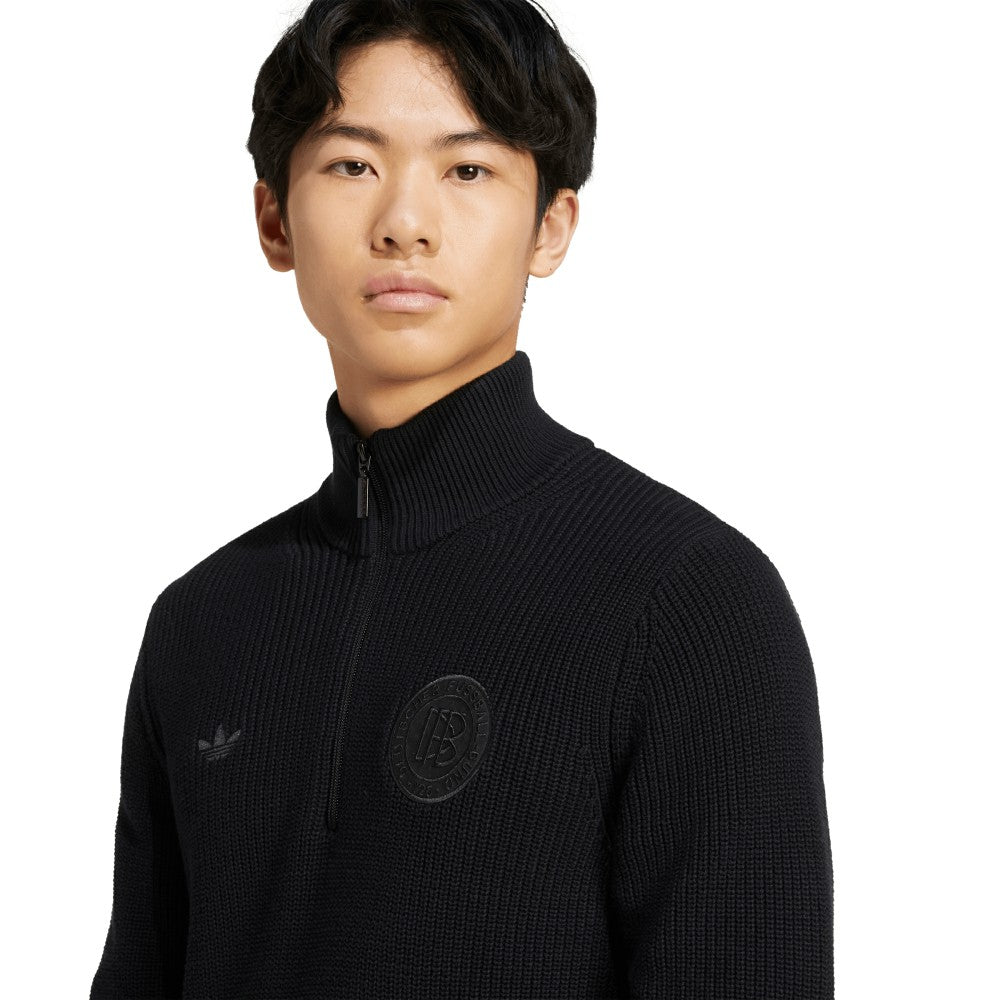 Adidas - Germany National Team Originals 125th Anniversary Culturewear Half-Zip Rib-Knit Top - Black