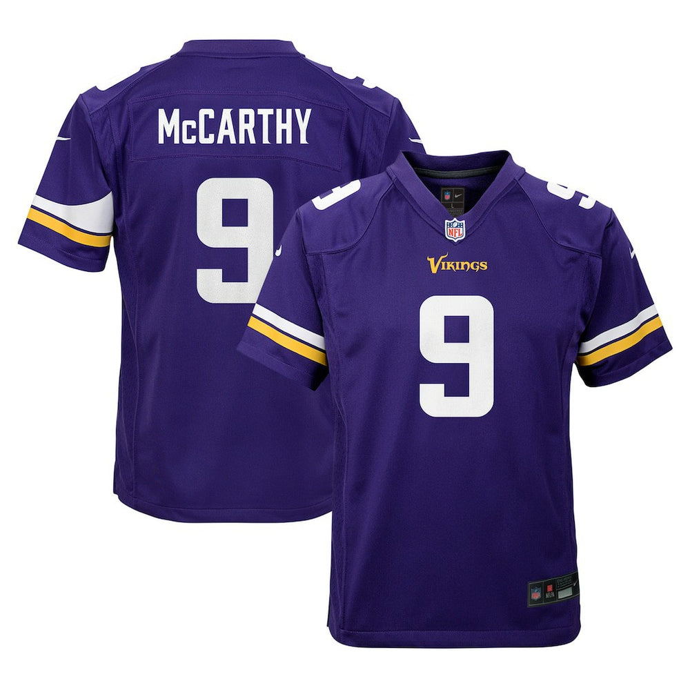 J.J. McCarthy Minnesota Vikings Youth Game Jersey - Purple - Nike