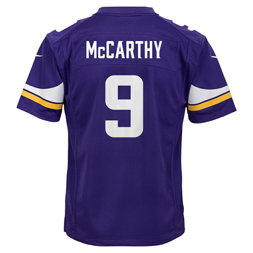 J.J. McCarthy Minnesota Vikings Youth Game Jersey - Purple - Nike