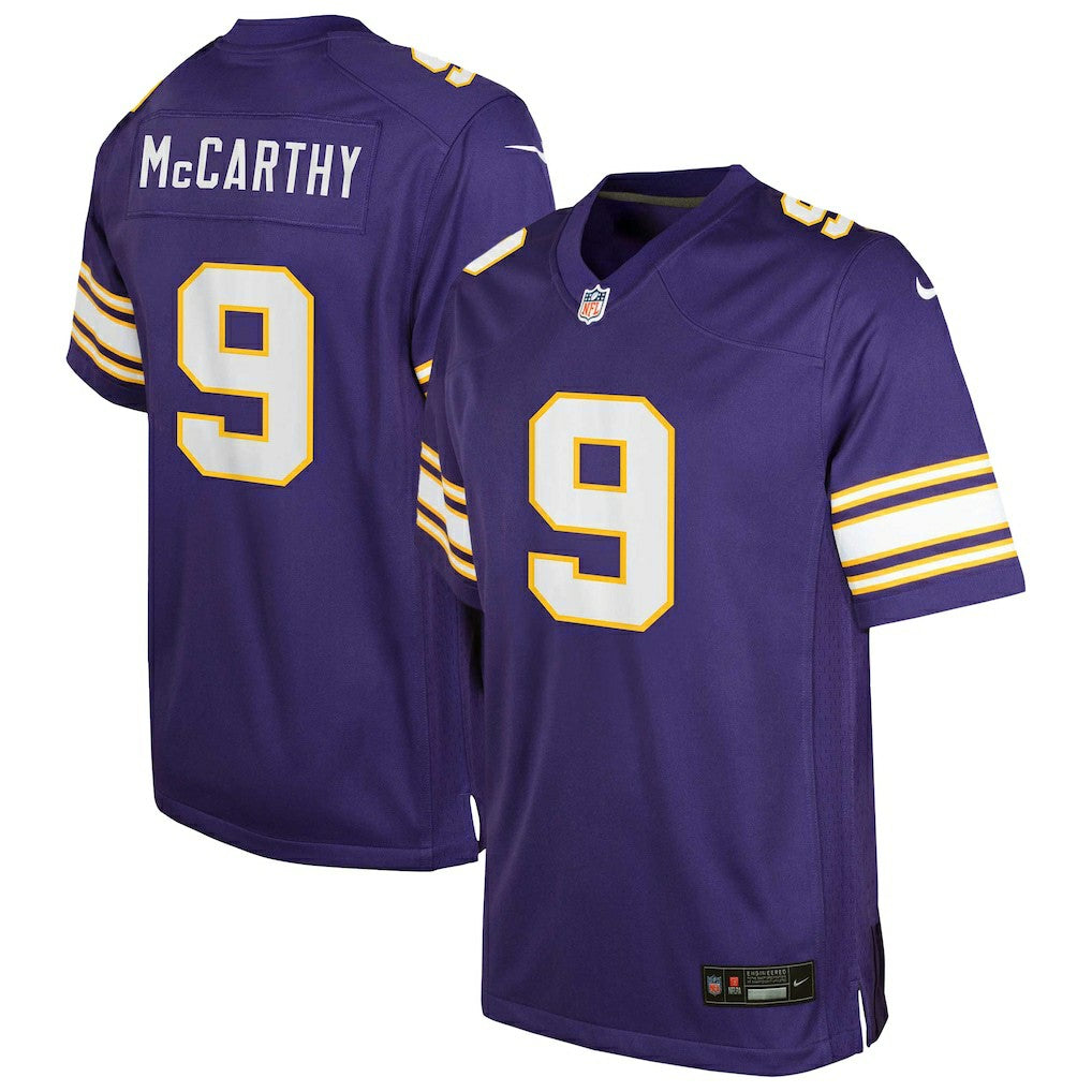 J.J. McCarthy Minnesota Vikings Youth Game Jersey - Purple - Nike