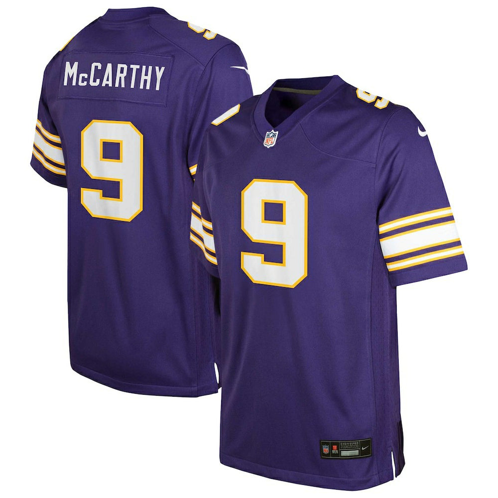 J.J. McCarthy Minnesota Vikings Youth Game Jersey - Purple - Nike