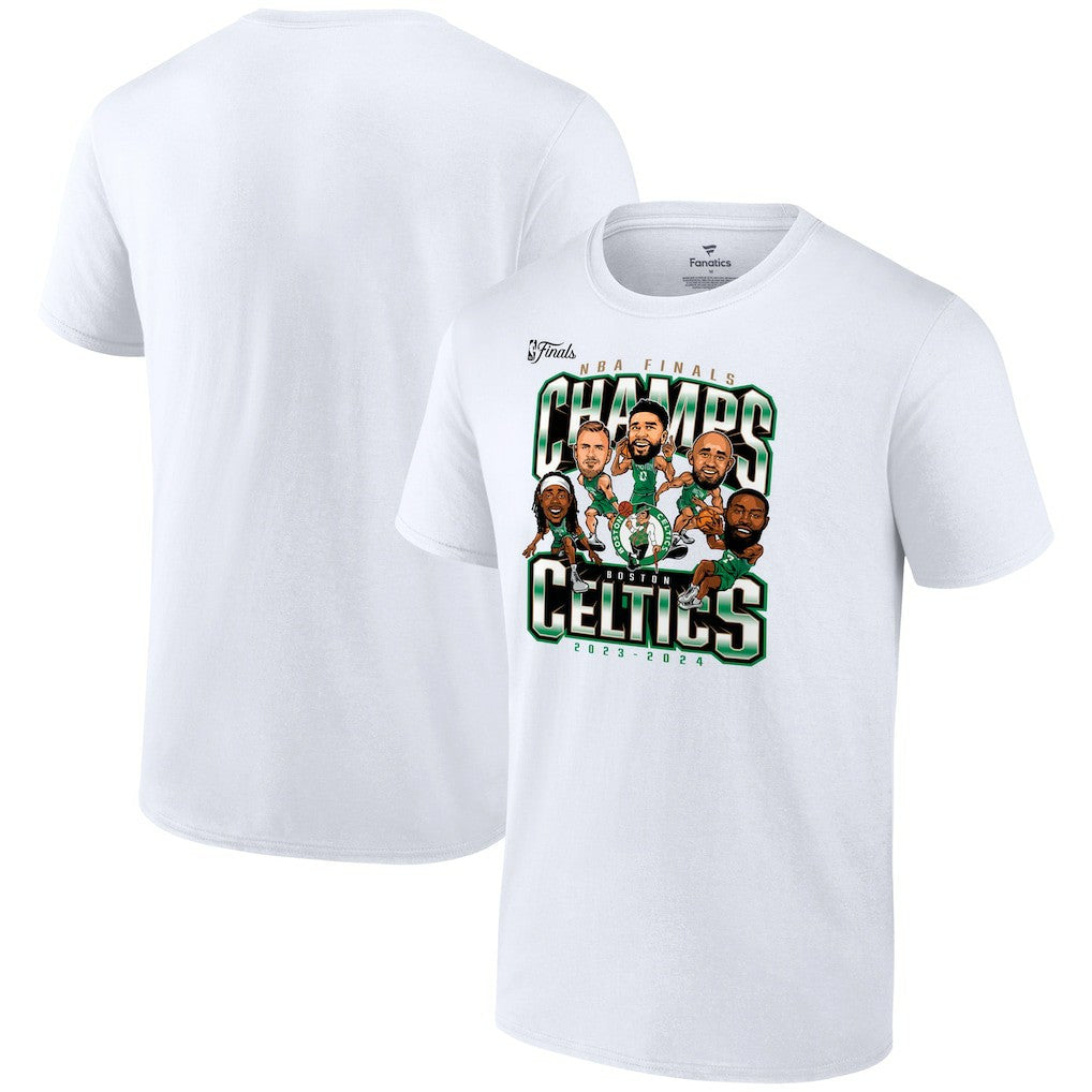 Fanatics Boston Celtics 2024 NBA Finals Champions Pull Up Jumper Caricature T-Shirt White