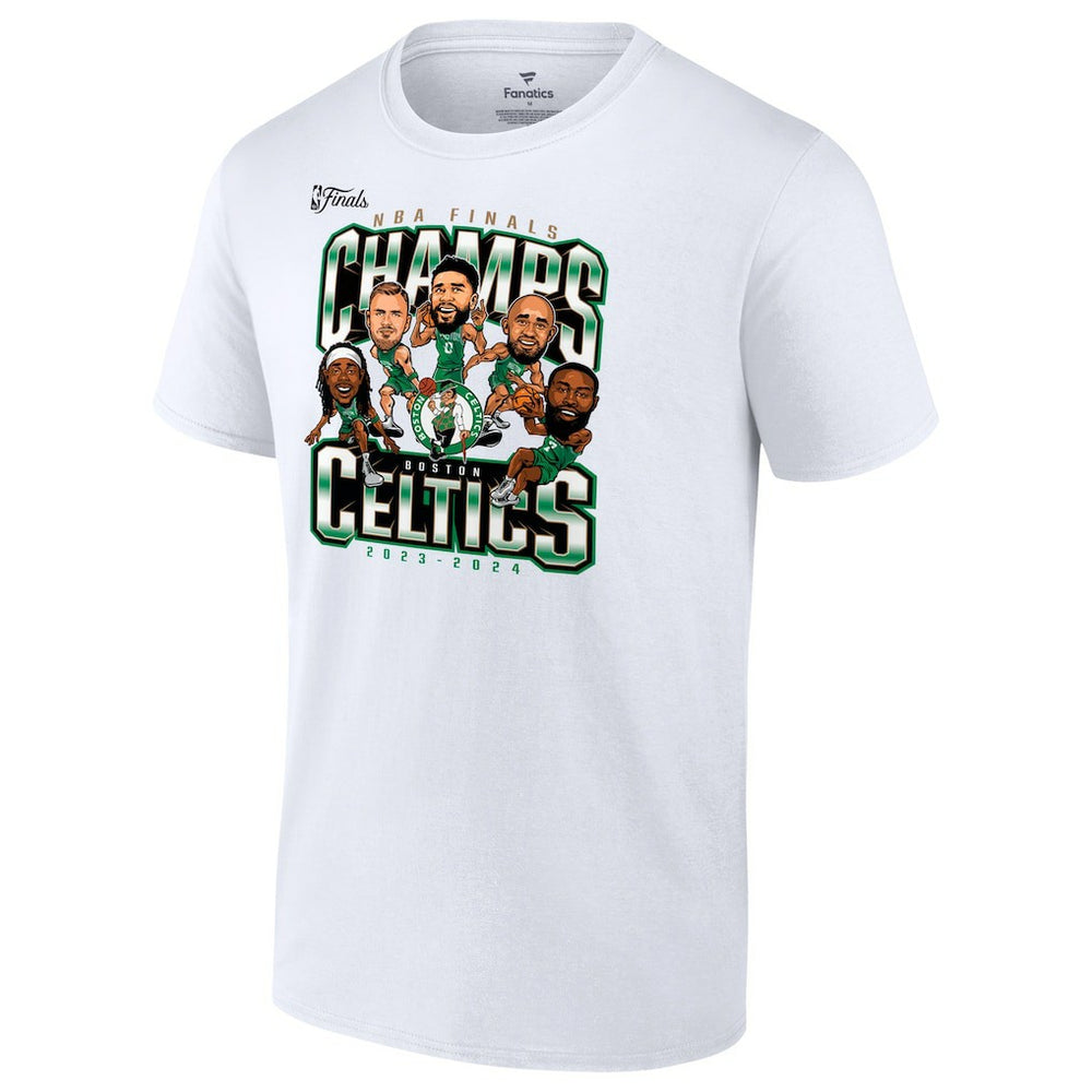 Fanatics Boston Celtics 2024 NBA Finals Champions Pull Up Jumper Caricature T-Shirt White