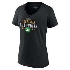Fanatics Boston Celtics Women's 2024 NBA Finals Champions Fade Away Jumper Roster Signature V-Neck T-Shirt Black