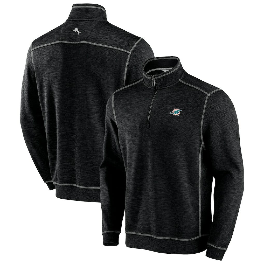 Miami Dolphins Big & Tall Tobago Bay Half-Zip Sweatshirt - Black - Tommy Bahama