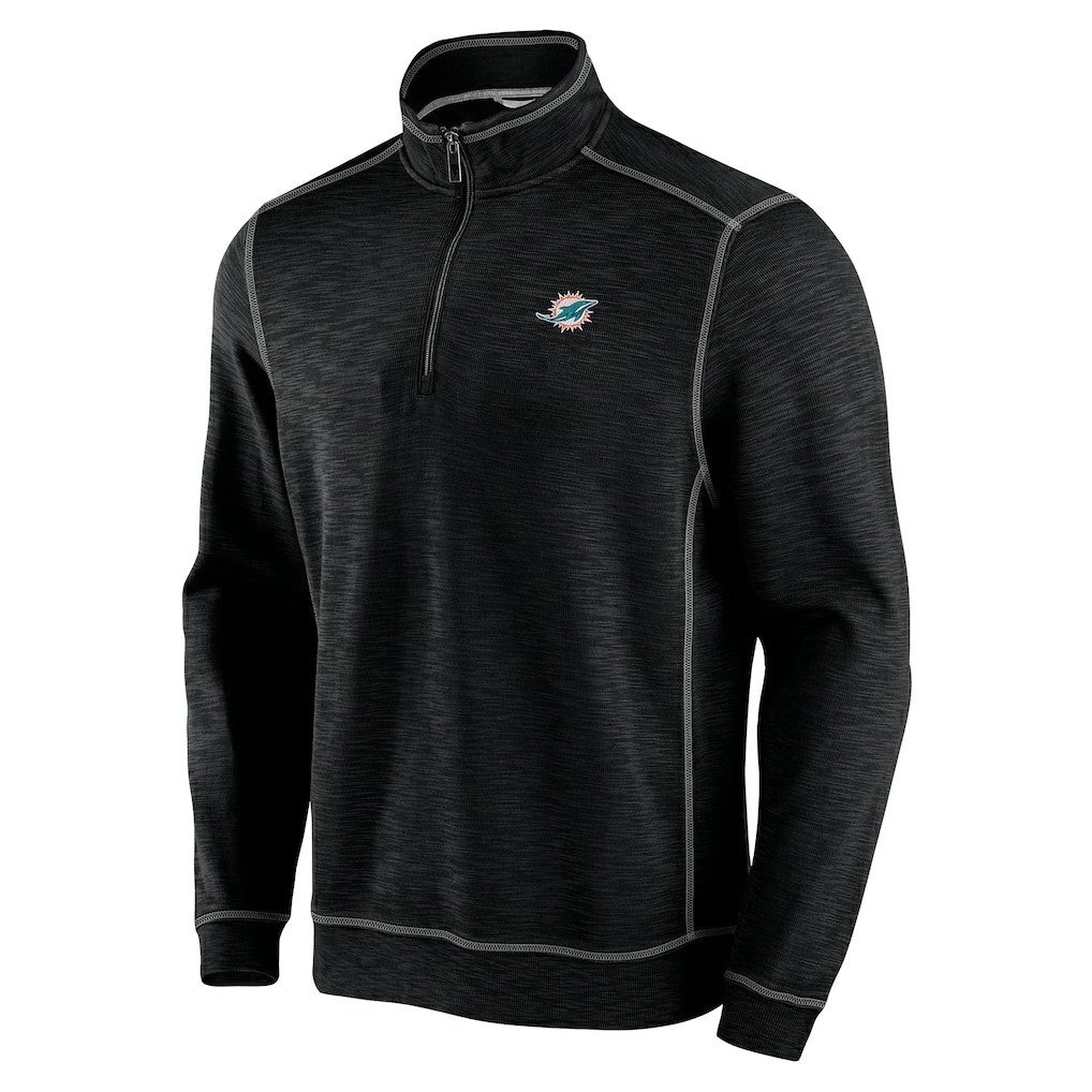 Miami Dolphins Big & Tall Tobago Bay Half-Zip Sweatshirt - Black - Tommy Bahama