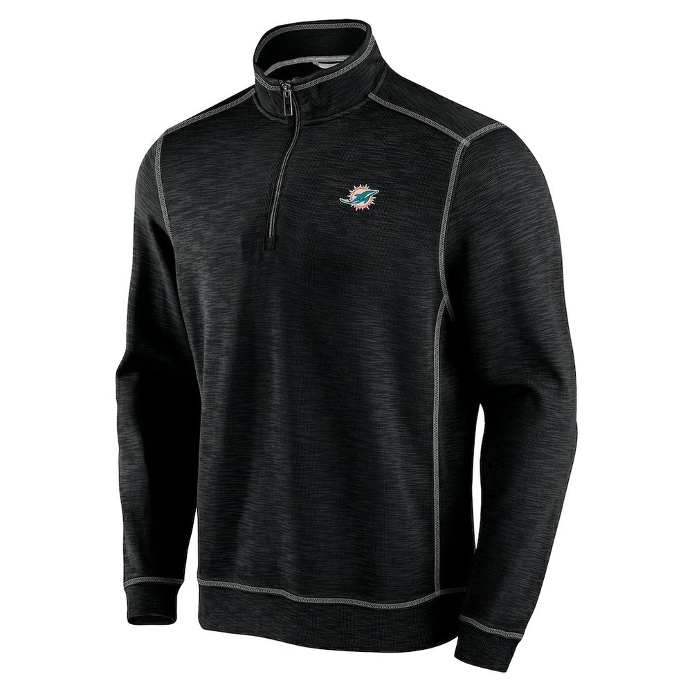 Miami Dolphins Big & Tall Tobago Bay Half-Zip Sweatshirt - Black - Tommy Bahama