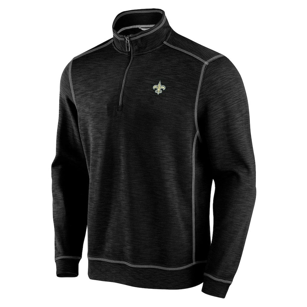 New Orleans Saints Big & Tall Tobago Bay Half-Zip Sweatshirt - Black - Tommy Bahama