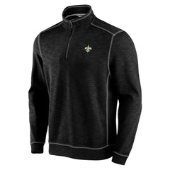 New Orleans Saints Tobago Bay Tri-Blend Half-Zip Sweatshirt - Black - Tommy Bahama