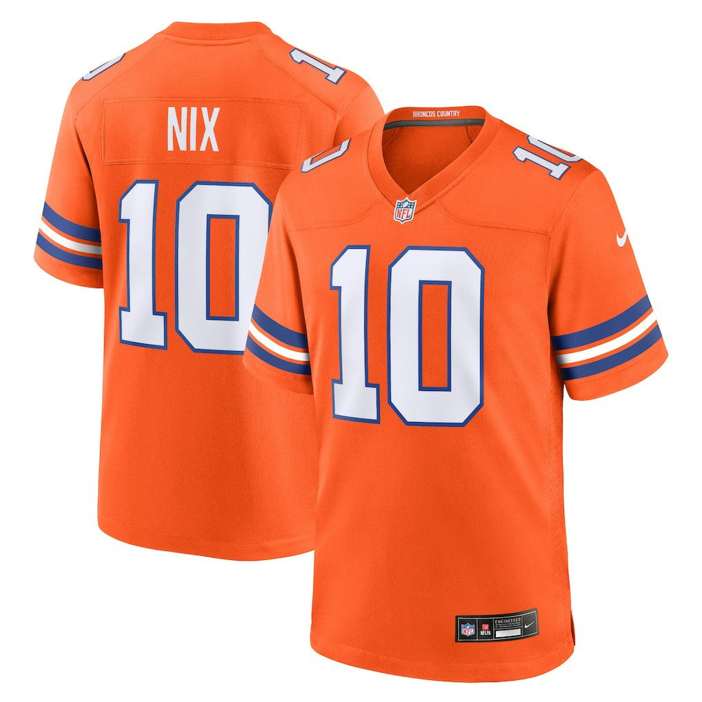 Bo Nix Denver Broncos Mile High Collection 1977 Throwback Player Game Jersey - Orange - Nike