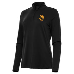 San Diego Padres Antigua Women's Reprocess Quarter-Zip Top - Black for sale