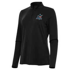 Miami Marlins Antigua Women's Reprocess Quarter-Zip Top - Black Outlet