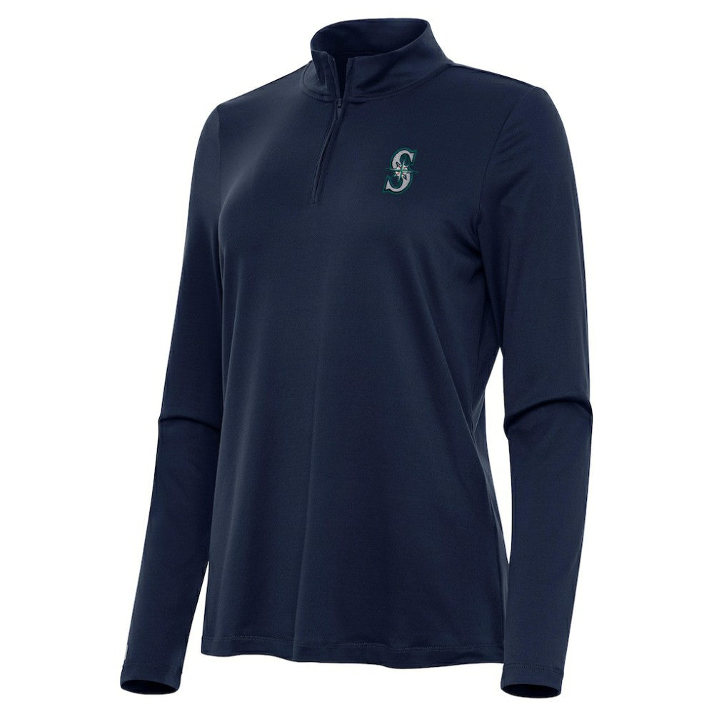 Seattle Mariners Antigua Women's Reprocess Quarter-Zip Top - Navy Online