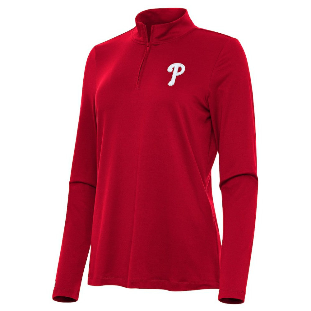 Philadelphia Phillies Antigua Women's Reprocess Quarter-Zip Top - Red for sale