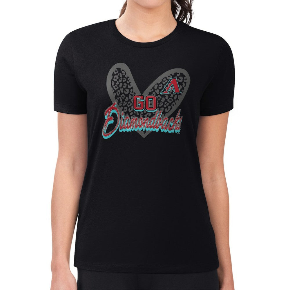 Arizona Diamondbacks G-III 4Her by Carl Banks Women's Super-Slim Fit Lightweight Leopard Heart T-Shirt Discount