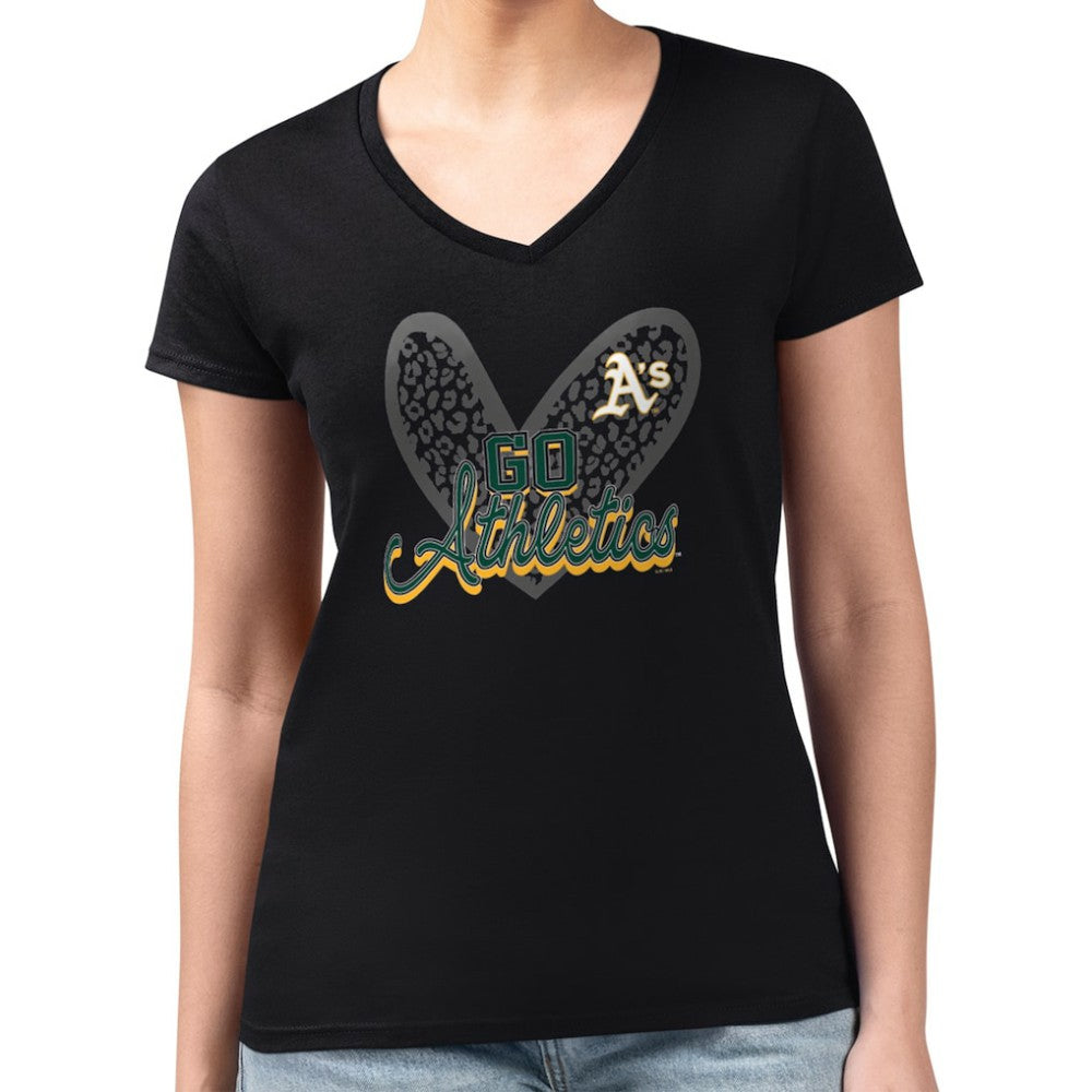 Athletics G-III 4Her by Carl Banks Women's Super-Slim Fit Lightweight Leopard Heart V-Neck T-Shirt Online