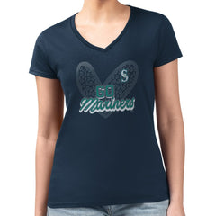 Seattle Mariners G-III 4Her by Carl Banks Women's Super-Slim Fit Lightweight Leopard Heart V-Neck T-Shirt Outlet