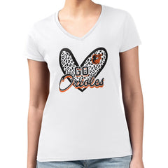Baltimore Orioles G-III 4Her by Carl Banks Women's Super-Slim Fit Lightweight Leopard Heart V-Neck T-Shirt Near Me