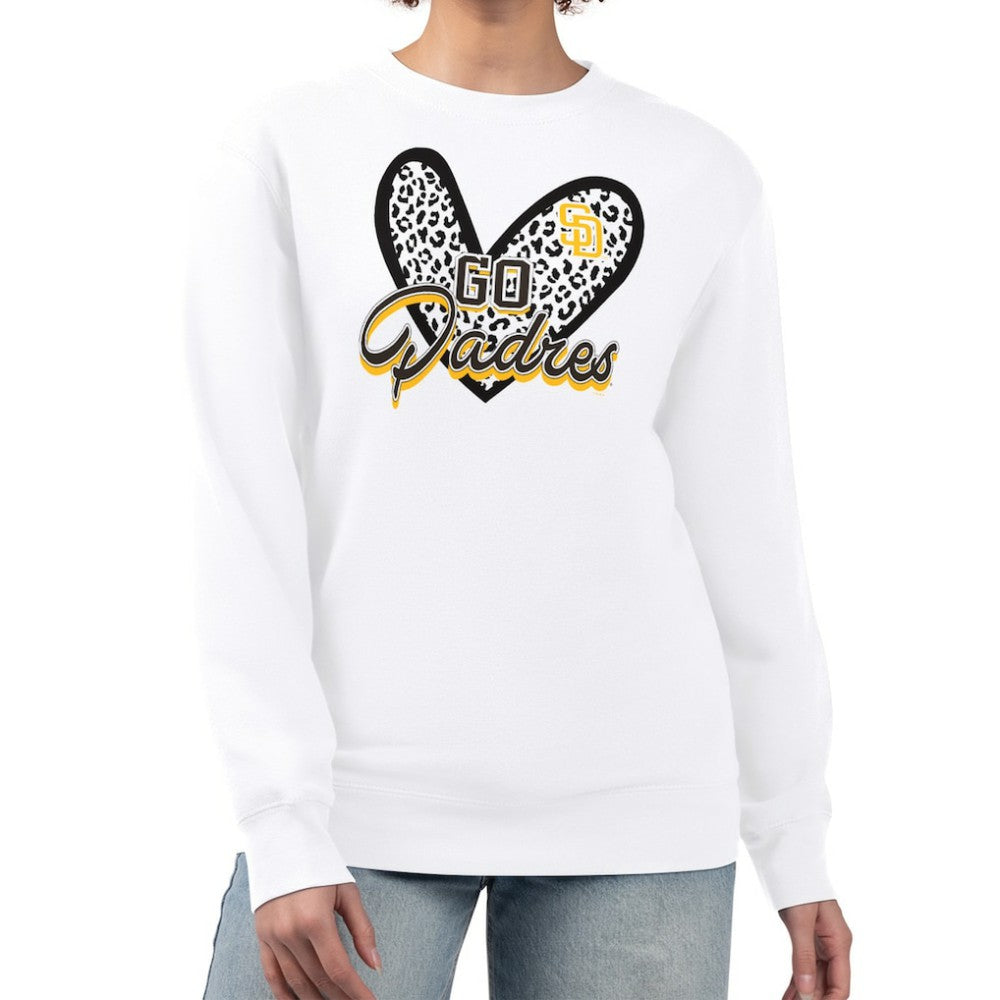 San Diego Padres G-III 4Her by Carl Banks Women's Leopard Heart Pullover Sweatshirt Outlet
