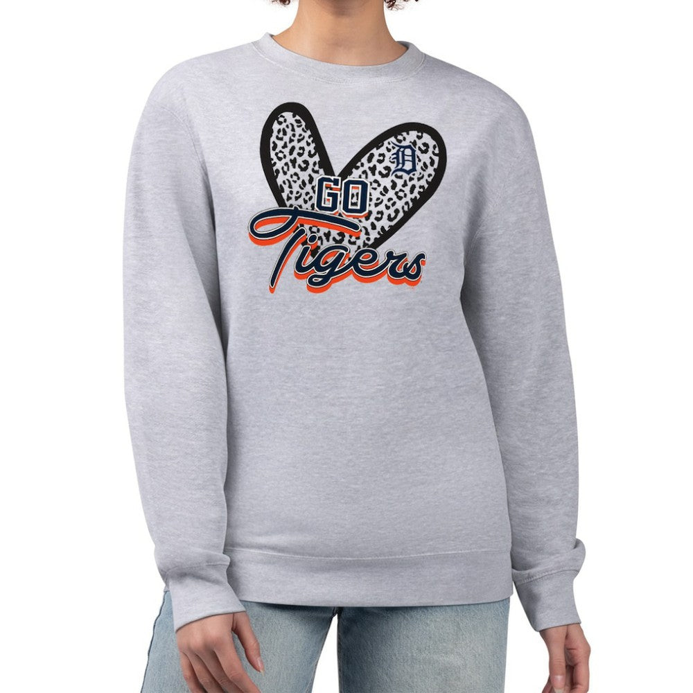 Detroit Tigers G-III 4Her by Carl Banks Women's Leopard Heart Pullover Sweatshirt Discount